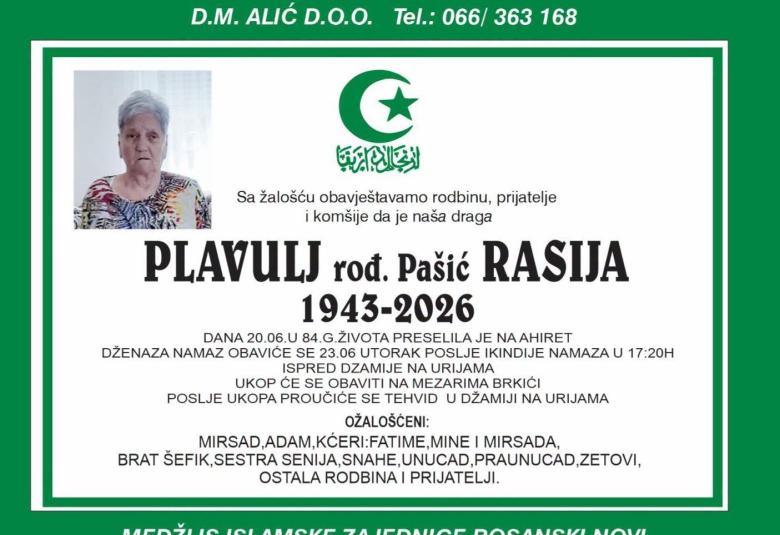 Plavulj rođ. Pa&scaron;ić Rasija