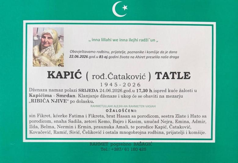 Kapić (rođ. Čataković) Tatle