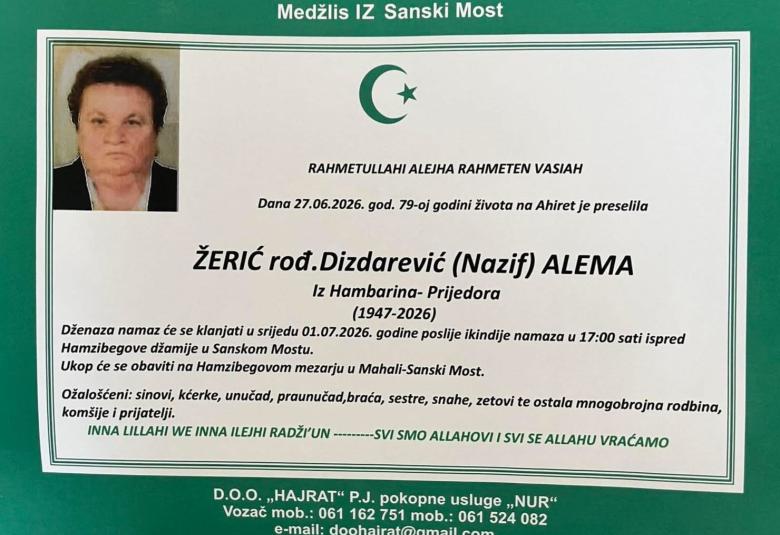 Žerić rođ. Dizdarević (Nazif) Alema