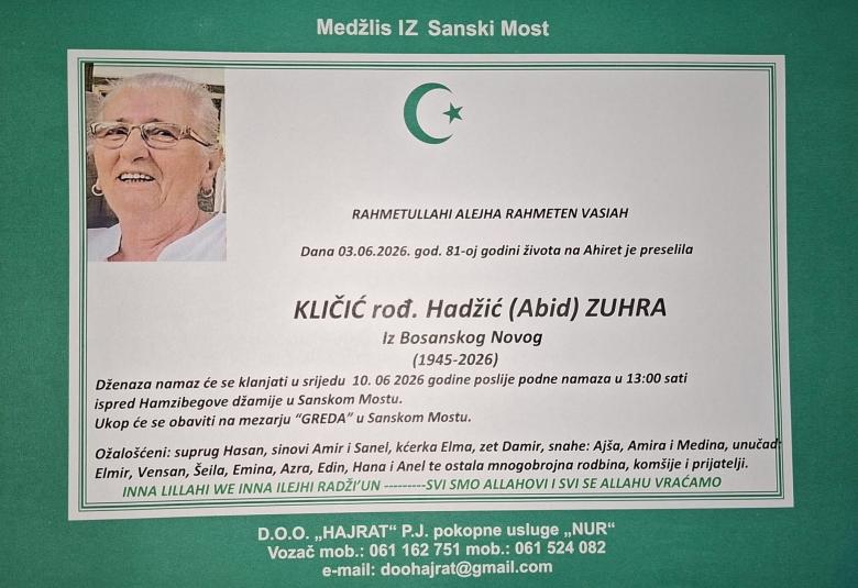 Kličić rođ. Hadžić (Abid) Zuhra