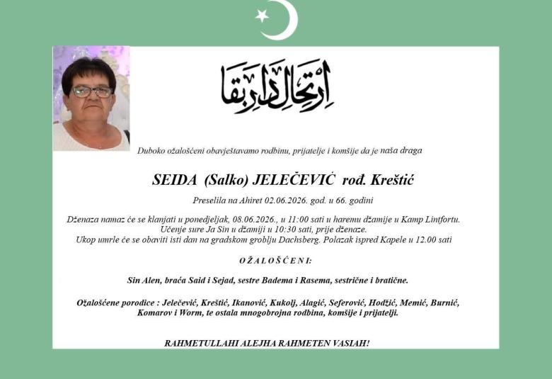 Seida (Salko) Jelečević rođ. Kre&scaron;tić