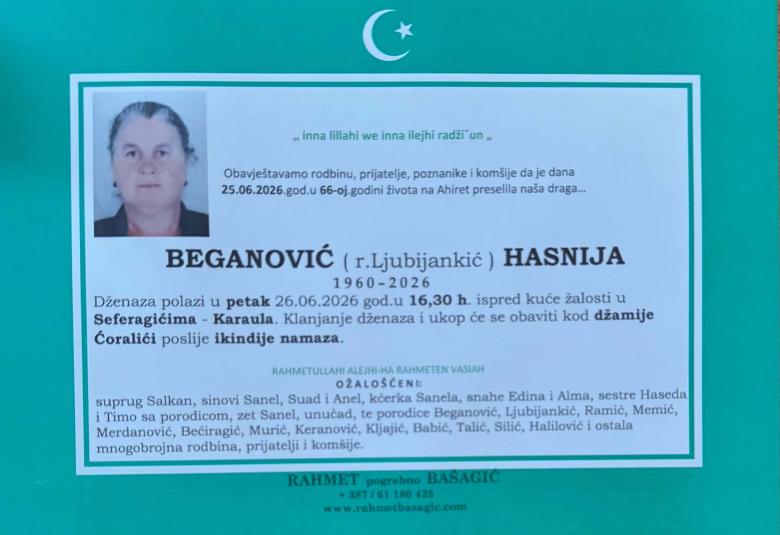 Beganović (rođ. Ljubijankić) Hasnija