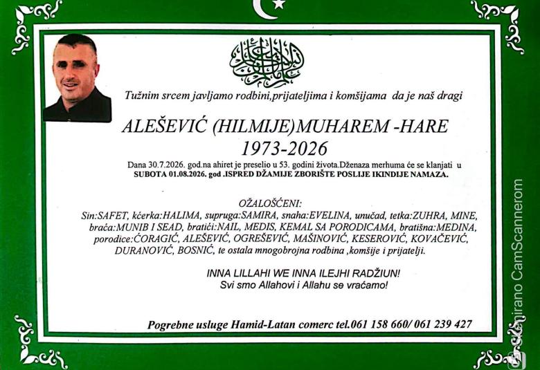 Ale&scaron;ević (Hilmije) Muharem &ndash; Hare