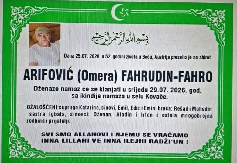 Arifović (Omera) Fahrudin &ndash; Fahro