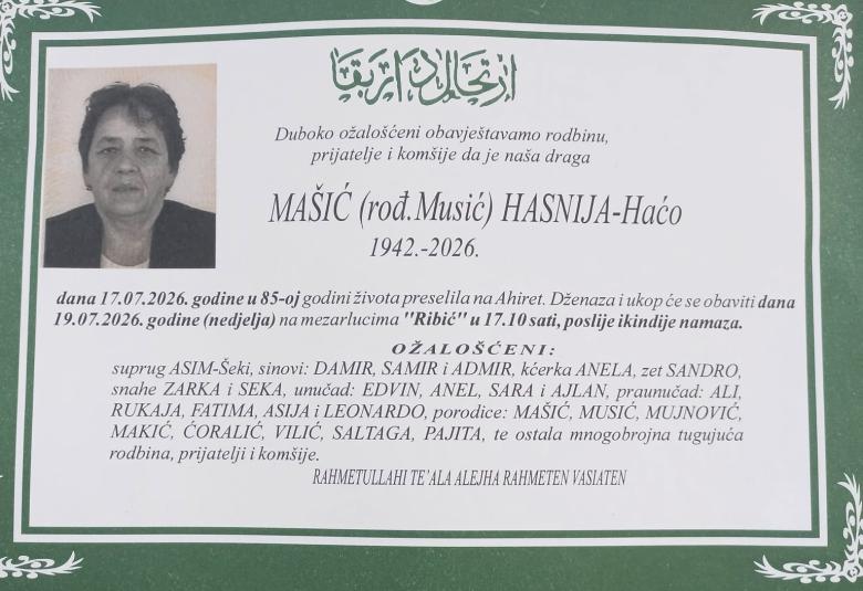 Ma&scaron;ić (rođ. Musić) Hasnija &ndash; Haćo