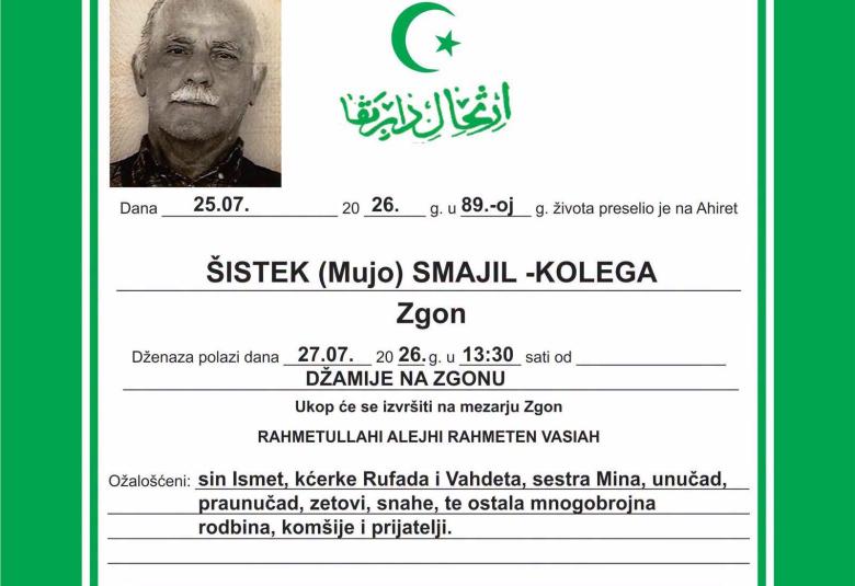 &Scaron;istek (Mujo) Smajil &ndash; Kolega