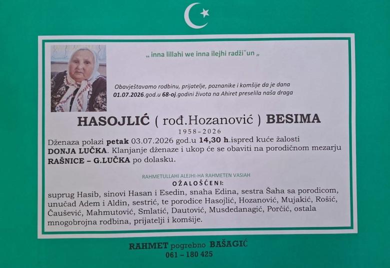 Hasojlić (rođ. Hozanović) Besima
