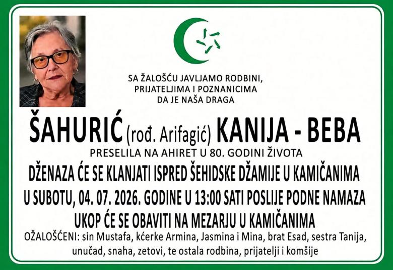 &Scaron;ahurić (rođ. Arifagić) Kanija &ndash; Beba