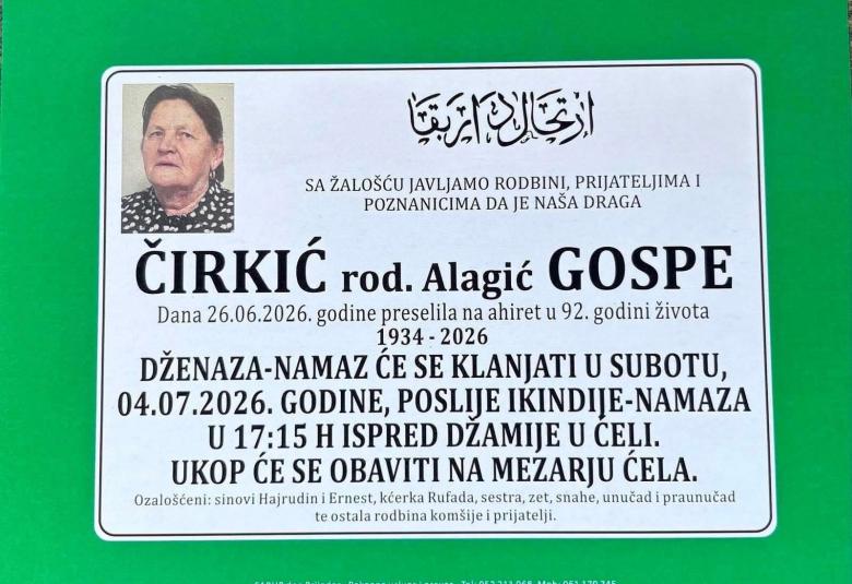 Čirkić rođ. Alagić Gospe