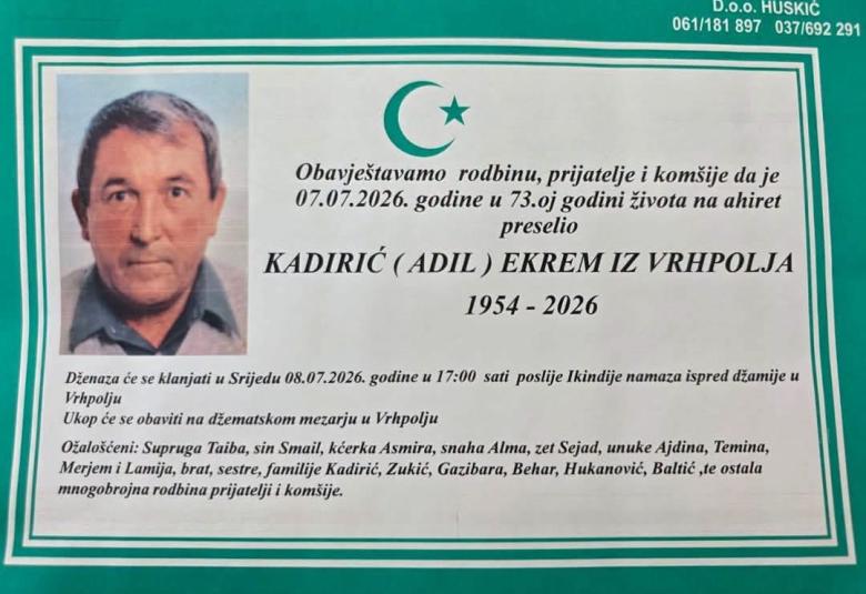 Kadirić (Adil) Ekrem iz Vrhpolja