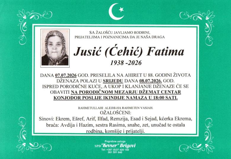 Jusić (Ćehić) Fatima