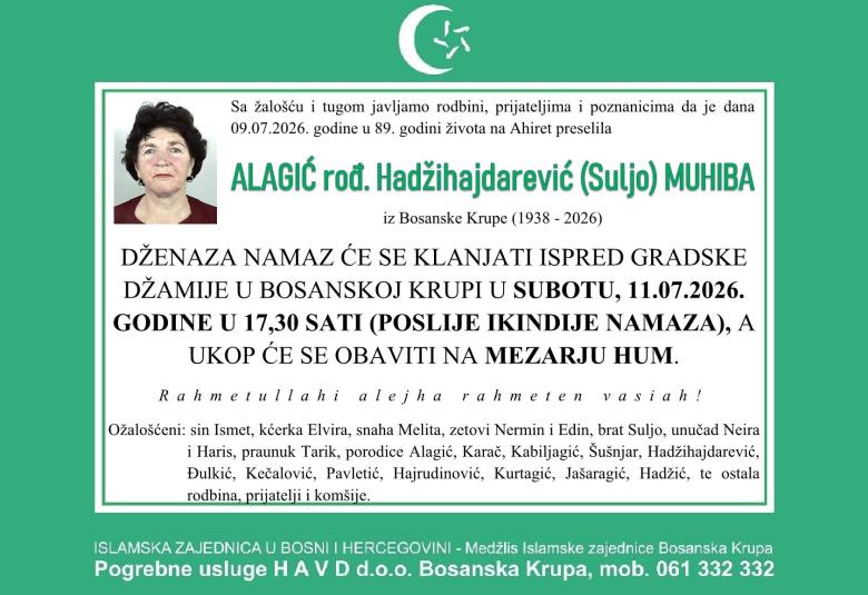 Alagić rođ. Hadžihajdarević (Suljo) Muhiba