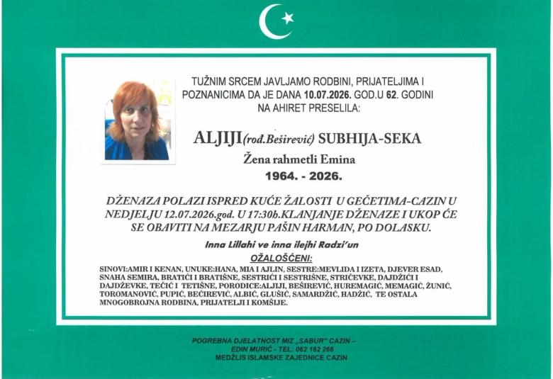 Aljiji (rođ. Be&scaron;irević) Subhija &ndash; Seka