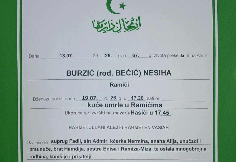 Burzić (rođ. Bečić) Nesiha
