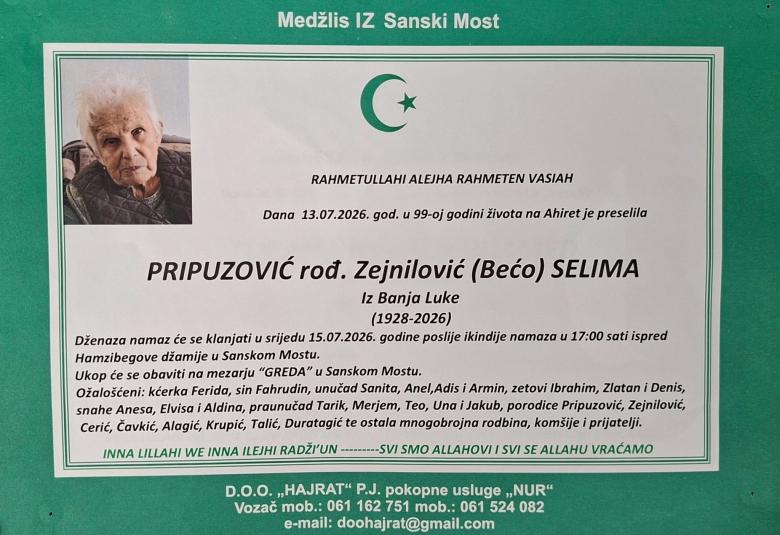 Pripuzović, rođ. Zejnilović (Bećo), Selima