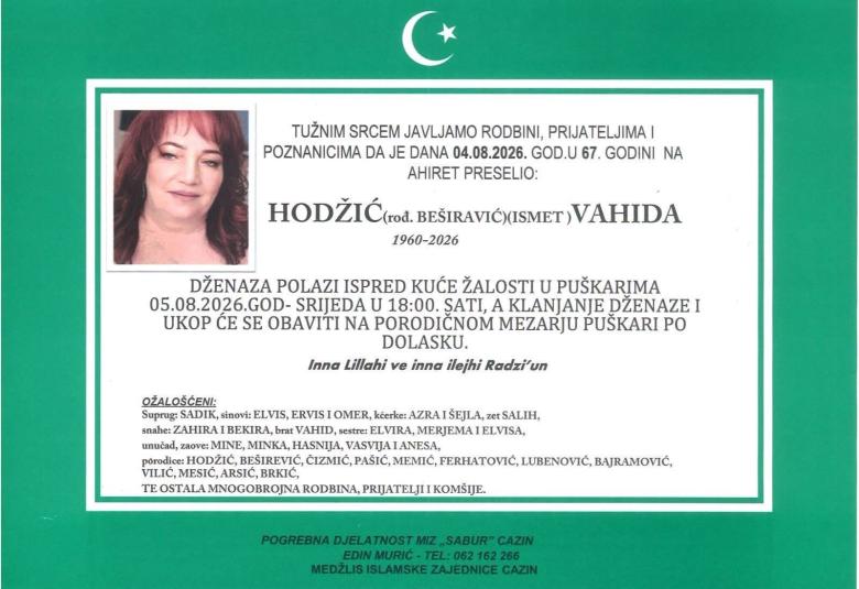 Hodžić (rođ. Be&scaron;iravić) Ismet Vahida