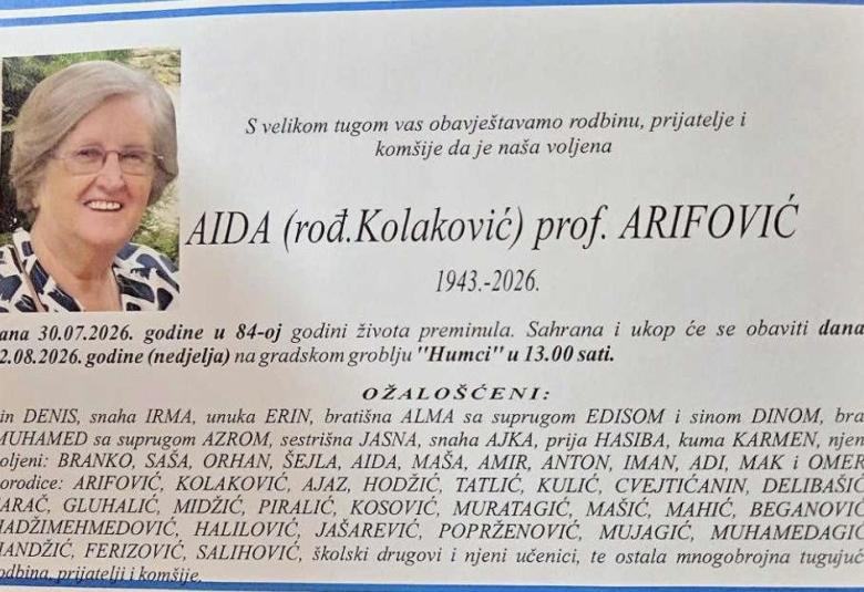 Aida (rođ. Kolaković) prof. Arifović
