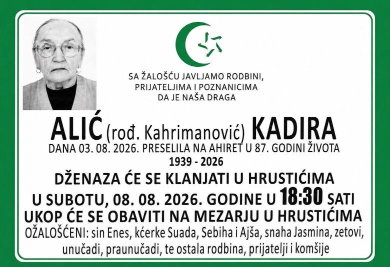 Alić (rođ. Kahrimanović) Kadira