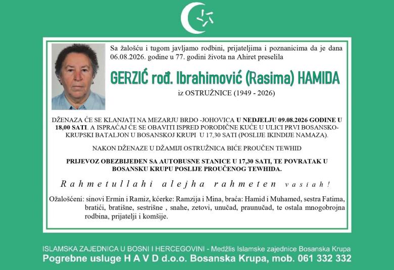 Gerzić rođ. Ibrahimović (Rasima) Hamida