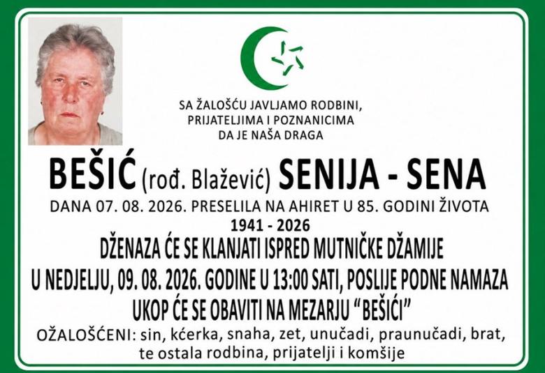 Be&scaron;ić (rođ. Blažević) Senija &ndash; Sena