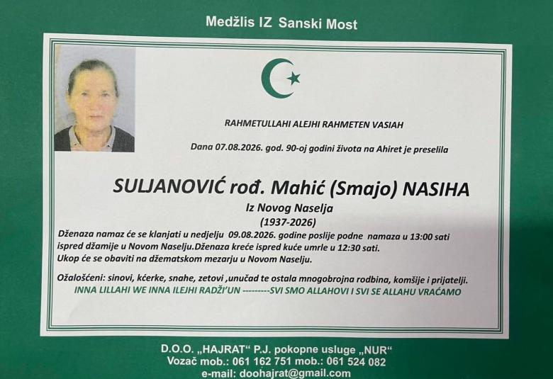 Suljanović rođ. Mahić (Smajo) Nasiha
