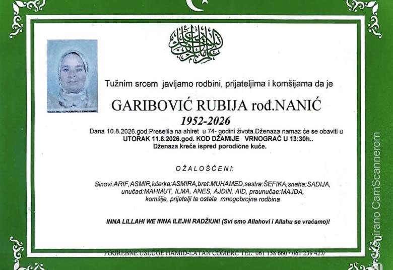 Garibović Rubija rođ. Nanić