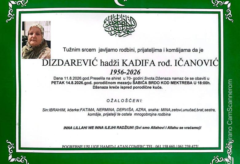 Dizdarević hadži Kadifa, rođ. Ičanović