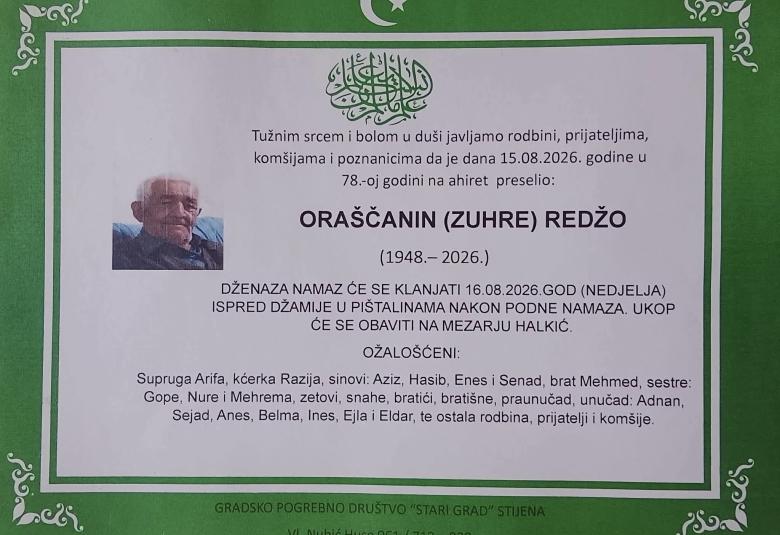 Ora&scaron;ćanin (Zuhre) Redžo