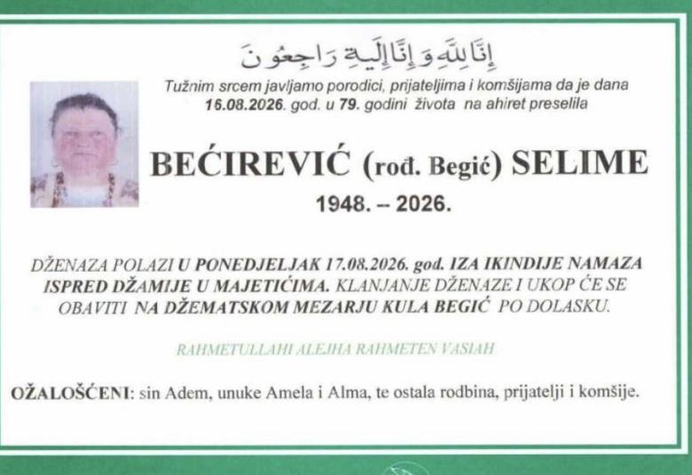 Bećirević (rođ. Begić) Selime