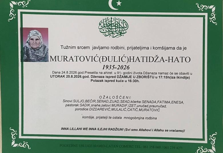 Muratović (Đulić) Hatidža &ndash; Hato