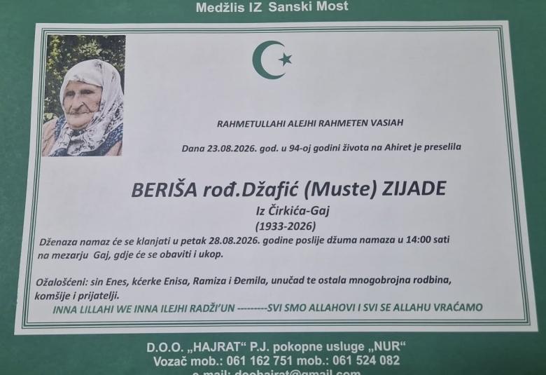 Beri&scaron;a rođ. Džafić (Muste) Zijade