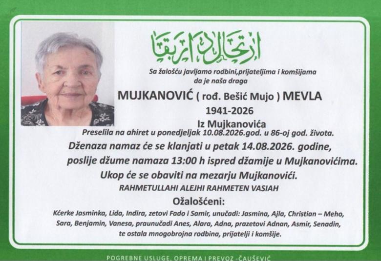 Mujkanović (rod. Be&scaron;ić Mujo) Mevla