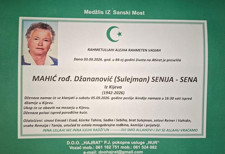 Mahić rođ. Džananović (Sulejman) Senija