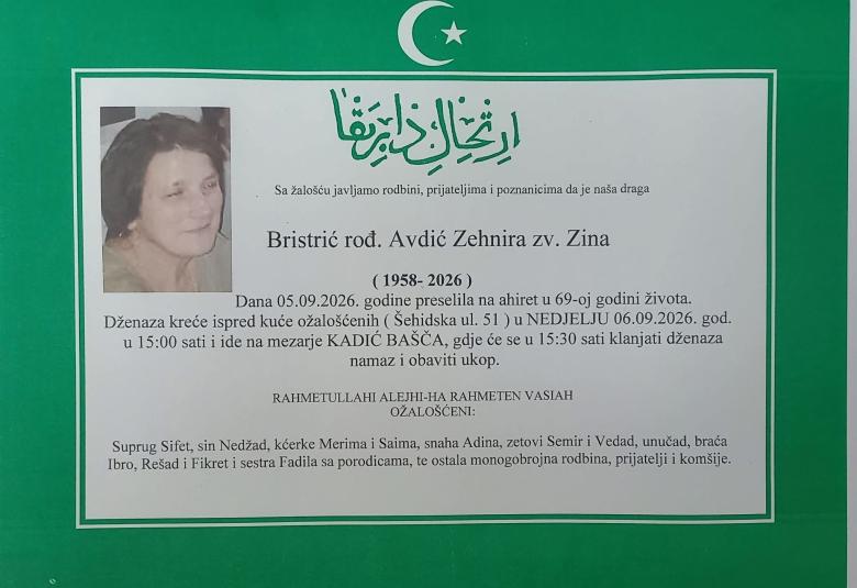 Bristrić rođ. Avdić Zehmira zv. Zina