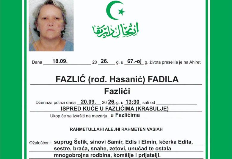 Fazlić (rođ. Hasanić) Fadila