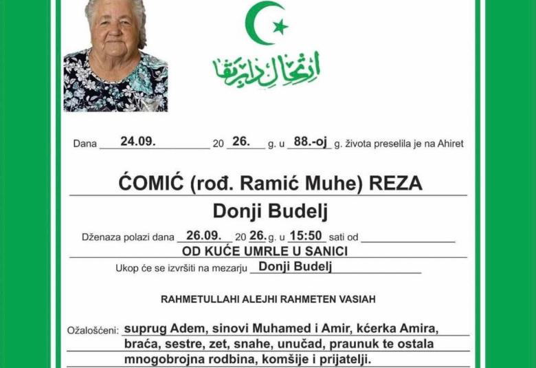 Ćomić (rođ. Ramić Muhe) Reza