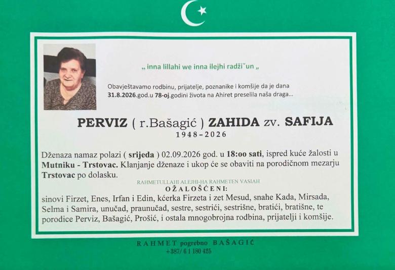 Perviz (r. Ba&scaron;agić) Zahida zv. Safija