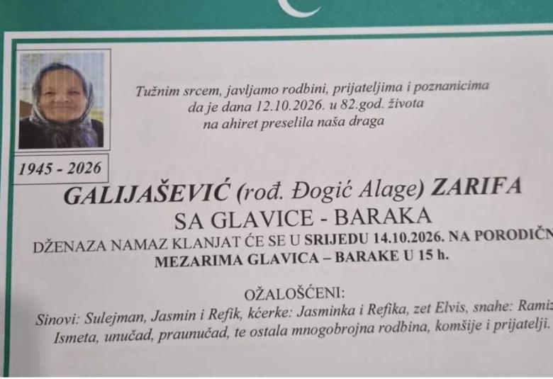 Galija&scaron;ević (rođ. Đogić Alage) Zarifa