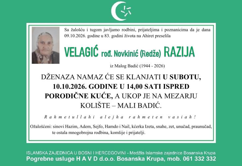 Velagić rođ. Novkinić (Redže) Razija