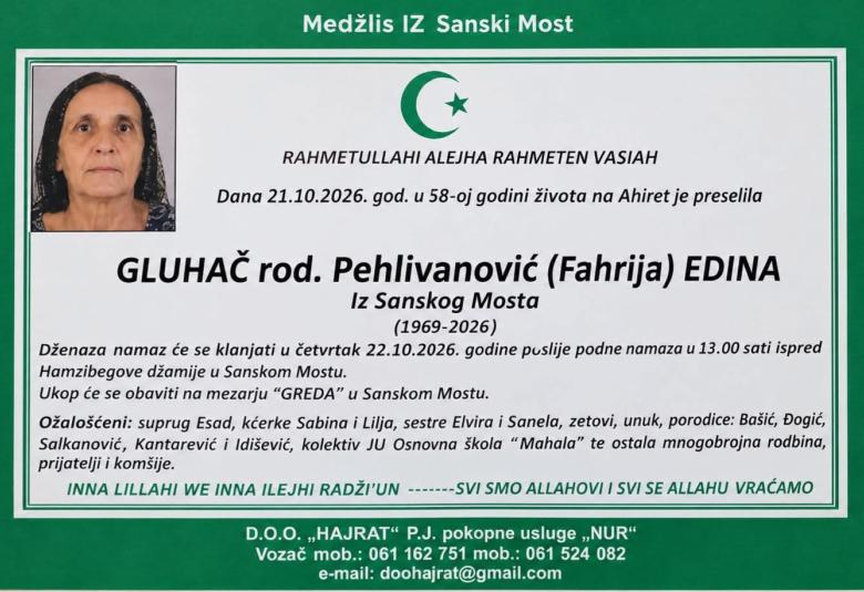 Gluhač rod. Pehlivanović (Fahrija) Edina
