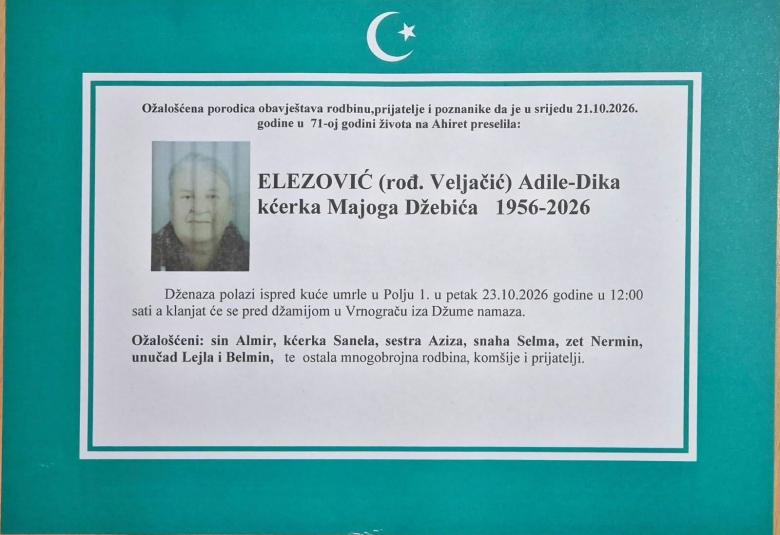Elezović (rođ. Veljačić) Adile-Dika