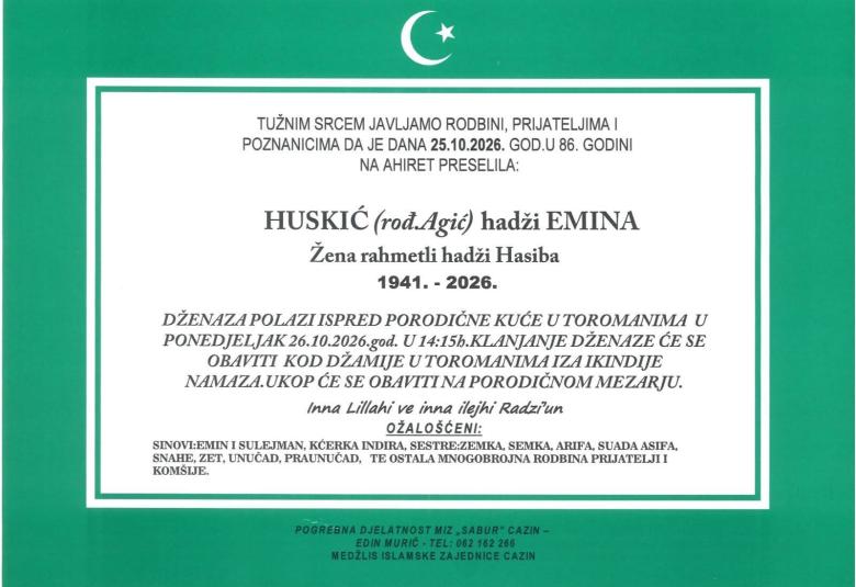 Huskić (rođ. Agić) hadži Emina