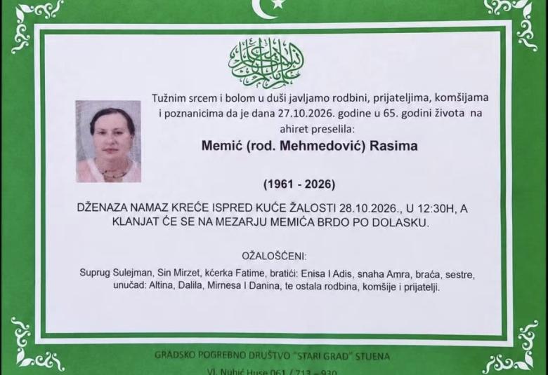 Memić (rođ. Mehmedović) Rasima