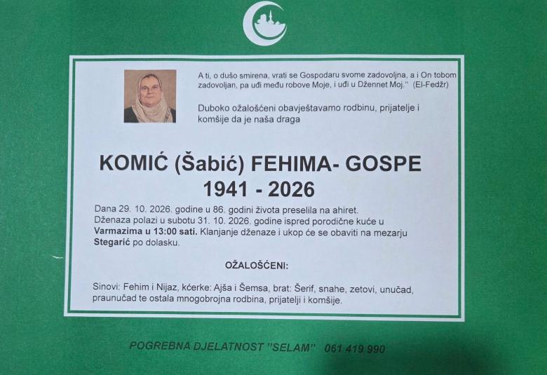 Komić (&Scaron;abić) Fehima &ndash; Gospe