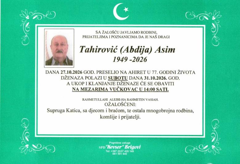Tahirović (Abdija) Asim