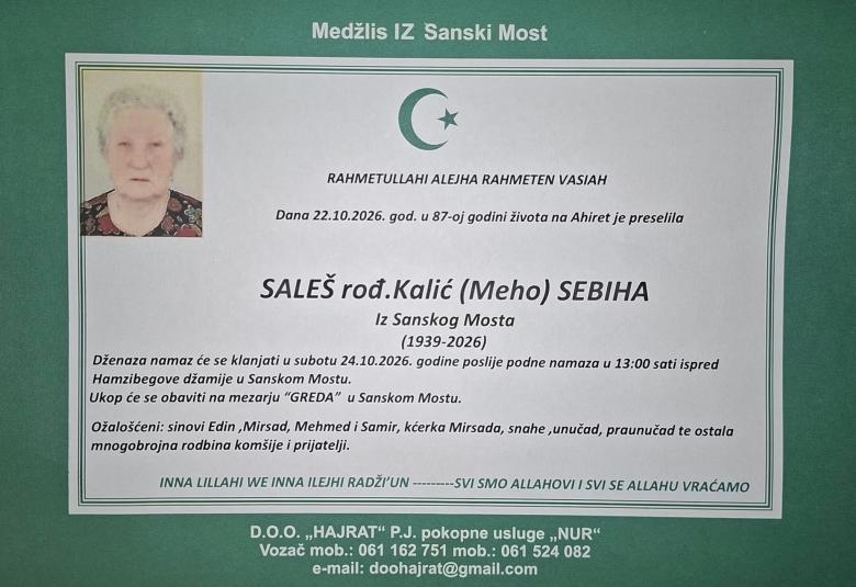 Sale&scaron; rođ. Kalić (Meho) Sebiha
