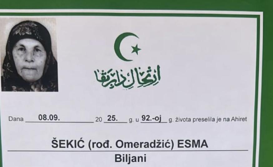 &Scaron;ekić (rođ. Omeradžić) Esma