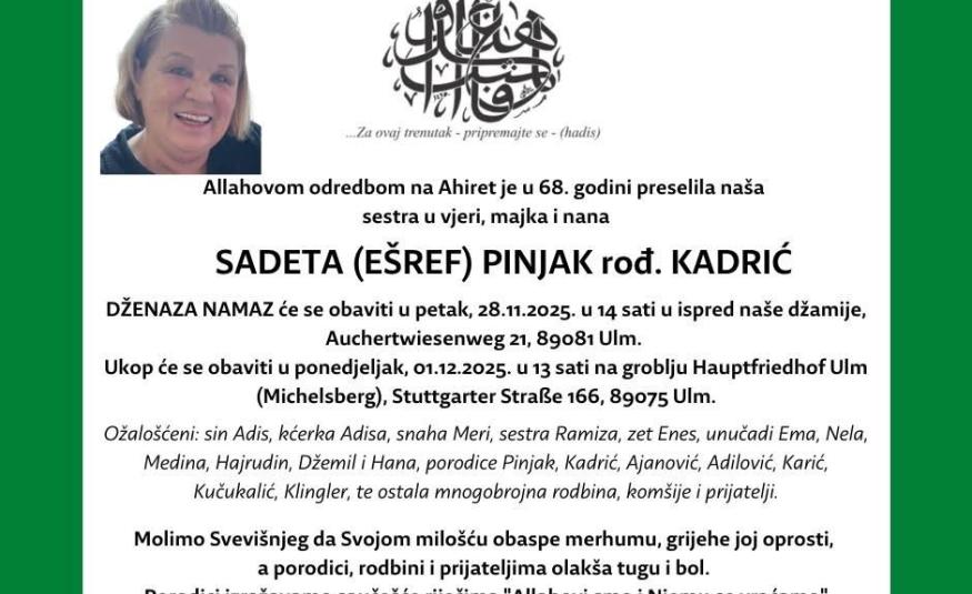 Sadeta (E&scaron;ref) Pinjak rođ. Kadrić