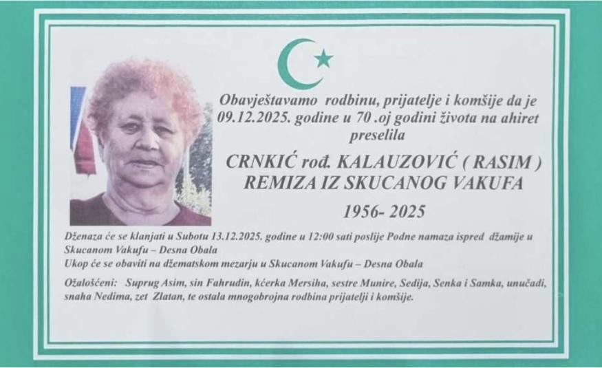 Crnkić, rođ. Kalauzović (Rasim) Remiza