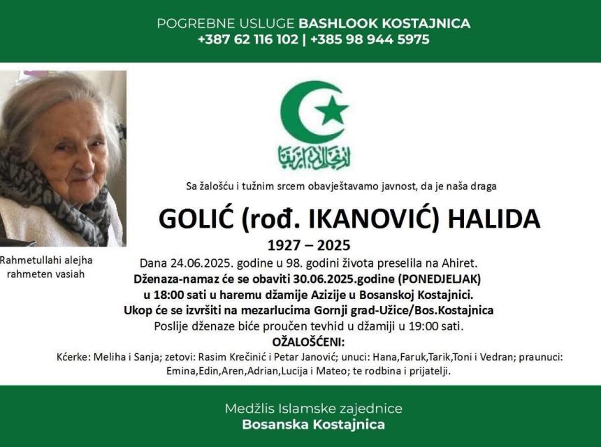 Golić (rođ. Ikanović) Halida